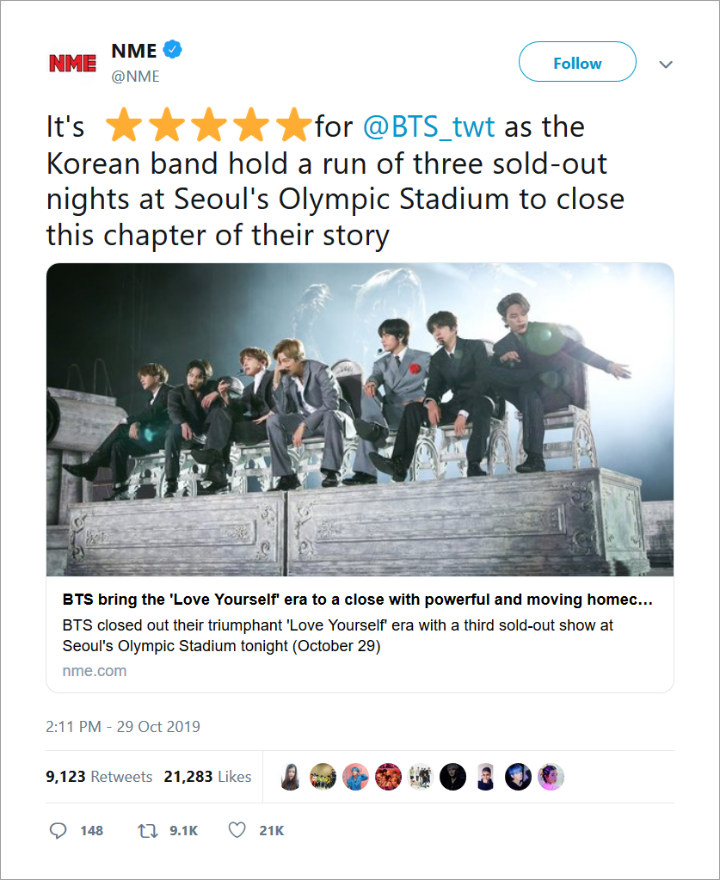 Konser Final BTS Dapat Skor Sempurna Dari Majalah Musik Inggris NME, Fans Kompak Beri Testimoni