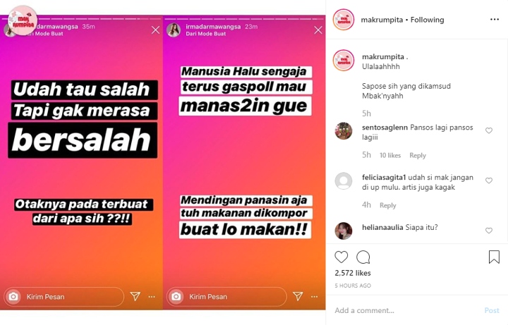 InstaStory Irma Darmawangsa Sindir Barbie Kumalasari