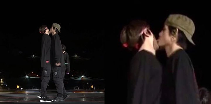 Bikin Geger, V Jilat Pipi Jin di Konser BTS?