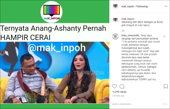 Ashanty Ternyata Sempat Ingin Cerai Setelah 1 Tahun Menikah Dengan Anang Hermansyah