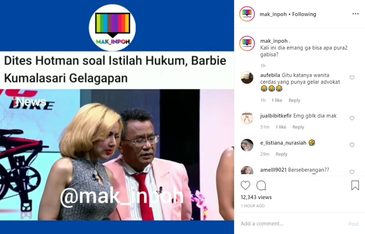 Barbie Kumalasari Kebingungan Saat Dites Hotman Paris Soal Istilah Hukum