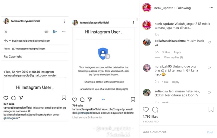 Tamara Bleszynski Dapat Email dari Instagram Bahwa Akunnya Bakal Di-delete?