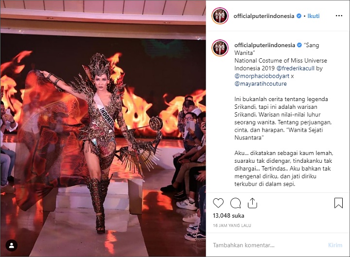 Miss Universe 2019: Frederika Cull Bakal Tampilkan Kostum Nasional Keren Bertema \'Srikandi\'