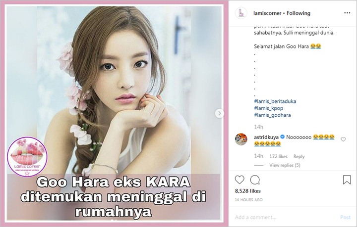 Istri Uya Kuya Syok Ikut \'Tangisi\' Kematian Goo Hara, Tuai Simpati Netter