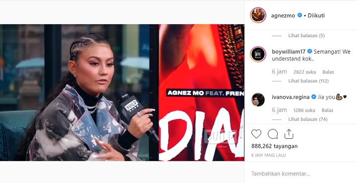 Komentar Boy William di Postingan Agnez Mo