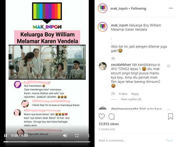 Momen Lamaran Boy William Saat Ibu Keren Vendela Menahan Tangis Sukses Bikin Terharu