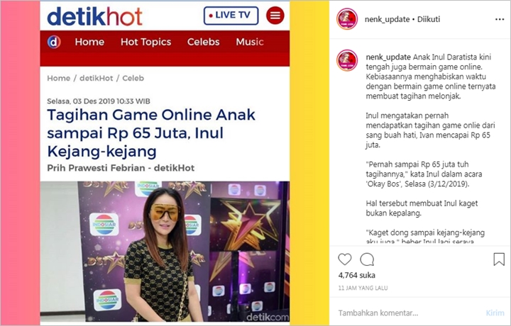 Inul Daratista \'Kejang-Kejang\' Tagihan Game Online Anak Sampai Rp 65 Juta, Netter Beri Solusi Bijak