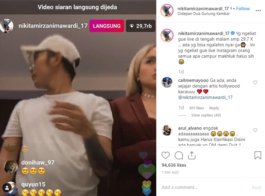 Viewers Live Instagram Nikita Mirzani Capai 29 Ribu Lebih, Ini Yang Ditakutkan