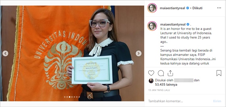 Maia Jadi Dosen Tamu
