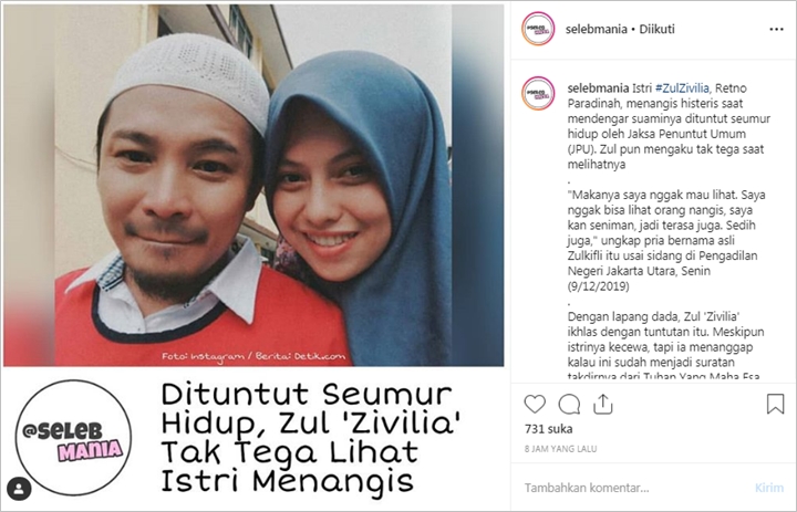 Zul Zivilia Dipenjara Seumur Hidup Usai Jadi Pengedar Narkoba, Netter Sinis Sindir Koruptor