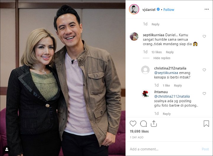 Rangkul Barbie Kumalasari, Daniel Mananta Malah Tuai Pujian Ini
