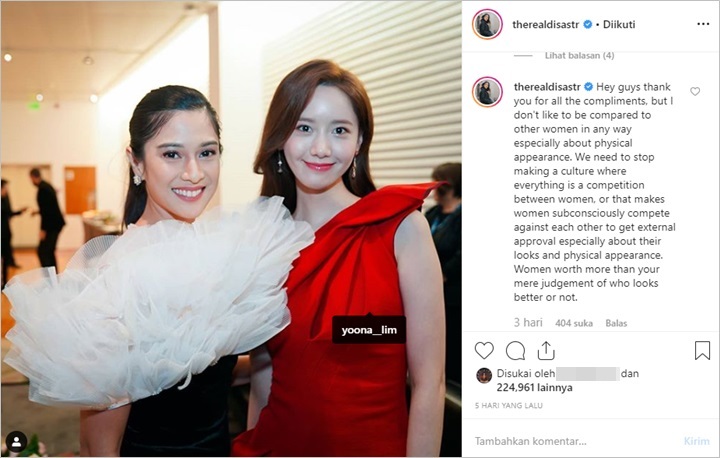 Dian Sastro Buka Suara Soal Kecantikannya Dibandingkan dengan Yoona