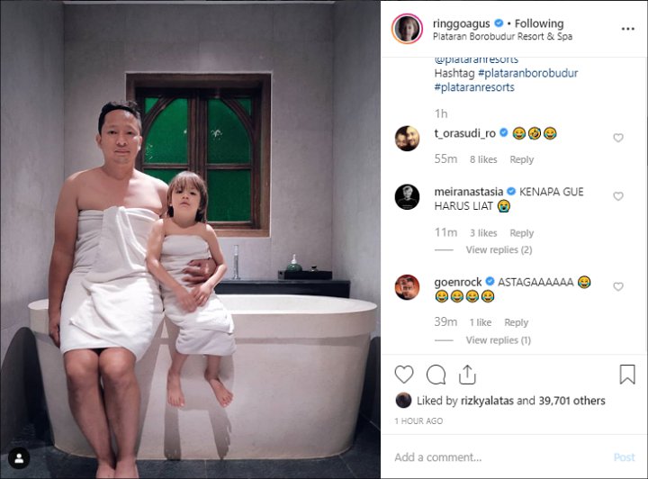 Ringgo Agus Rahman Kompak Hanya Pakai Handuk Dengan Sang Buah Hati Demi Bikin Cemburu Istri