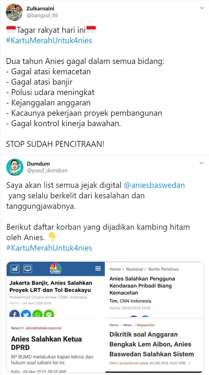Problem di Jakarta Dianggap Tak Tuntas, Tagar #KartuMerahUntuk4nies Trending-2