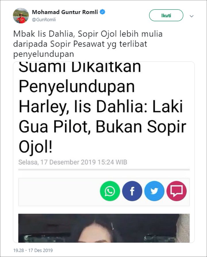 PSI Sindir Pernyataan Iis Dahlia Terkait Ojol