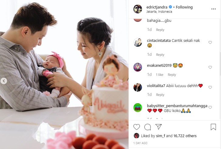 Genap 1 Bulan, Begini Doa Edric Tjandra Untuk Buah Hatinya Yang Pertama