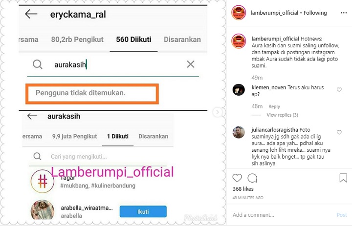 Aura Kasih dan Eryck Amaral Saling Unfollow