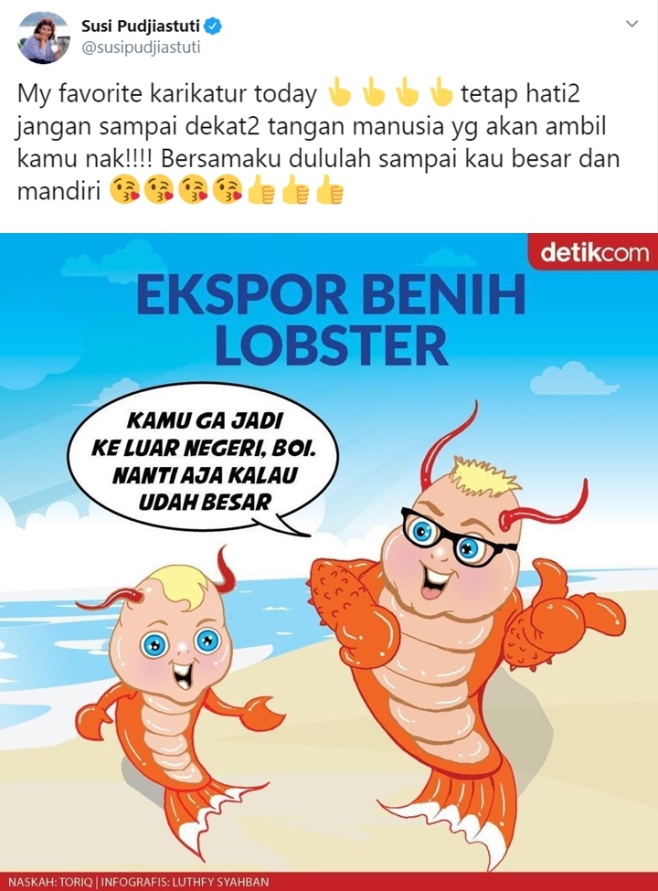 Ekspor Benih Lobster Dibatalkan, Susi Pudjiastuti Langsung Banjir Pujian-1