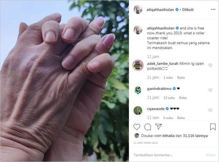Sempat Irit Bicara, Atiqah Hasiholan Akhirnya Pamer Kebebasan Ratna Sarumpaet di Instagram