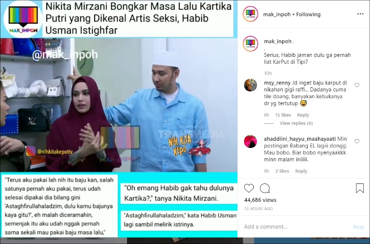 Suami Kartika Putri Istigfar Saat Nikita Mirzani Bongkar Masa Lalu Istrinya Sering Tampil Seksi