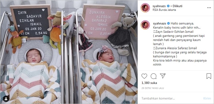 Syahnaz Umumkan Kelahiran Anak Kembar, Langsung Ungkap Nama dan Makna Indah di Baliknya