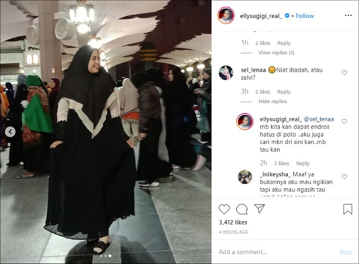 Ely Sugigi Beri Jawaban Ini Usai Ditegur Sering Selfi Saat Jalani Ibadah Umrah