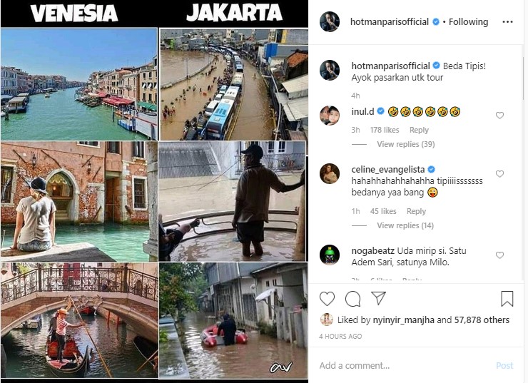Hotman Paris Bandingkan Sarana Transportasi Air di Kota Venesia dan Banjir Jakarta