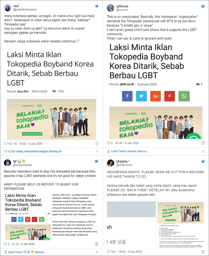 Laksi Tuai Kemarahan ARMY Usai Sebut Iklan E-commerce BTS Berbau LGBT