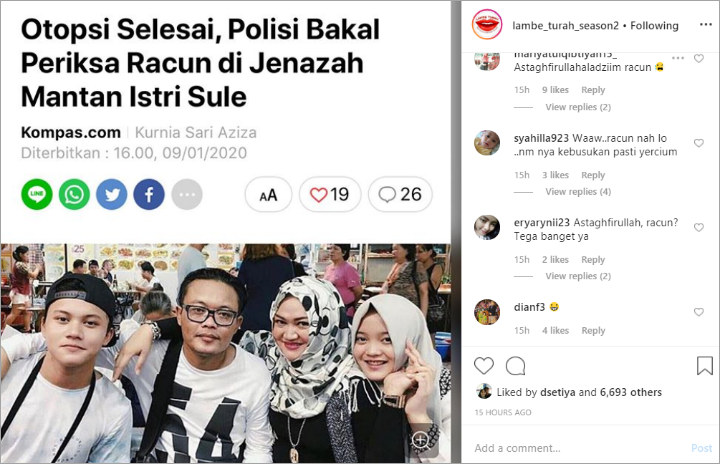Berita Soal Jenazan Mantan Istri Sule