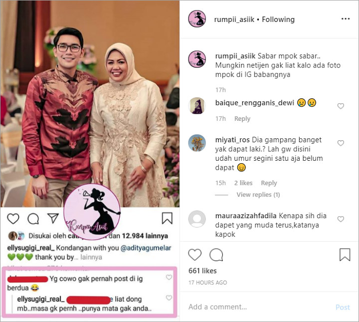 Ely Sugigi Balas Komentar Pedas Netizen Saat Diledek Pacar Baru Jarang Posting Foto Bareng