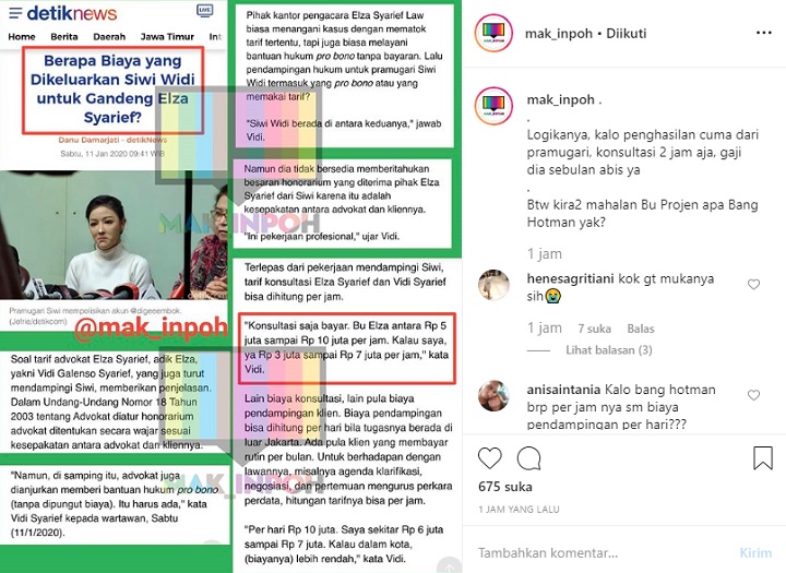 Biaya Konsultasi dan Pendampingan Klien Elza Syarief