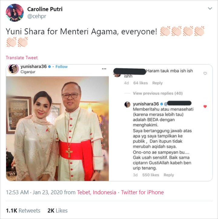 Tanggapan Seorang Warganet tentang Yuni Shara