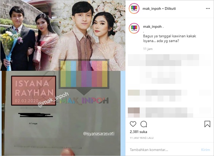 Isyana Sarasvati dan Rayhan undangan Pernikahan