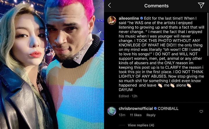 Ailee Bela Diri Usai Dihujat Karena Foto Bareng, Chris Brown Serang Balik Ejek dengan Panggilan Ini