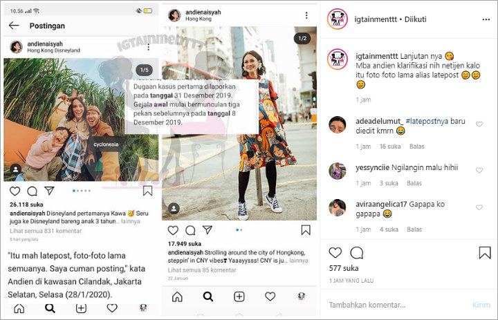 Pernyataan Andien Soal Postingan Late Post Liburan ke Disneyland Hongkong Saat Wabah Corona