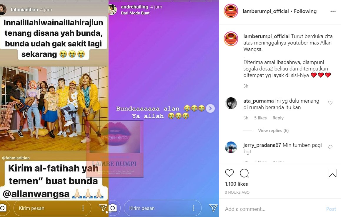 Kabar Duka, YouTuber Allan Wangsa ‘Big Brother’ Meninggal Dunia