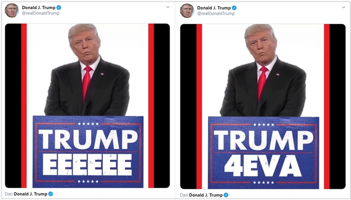 Potret Bahagia Trump Pasca Gagal Dilengserkan, Usung Tagline \'Trump 4Eva\'
