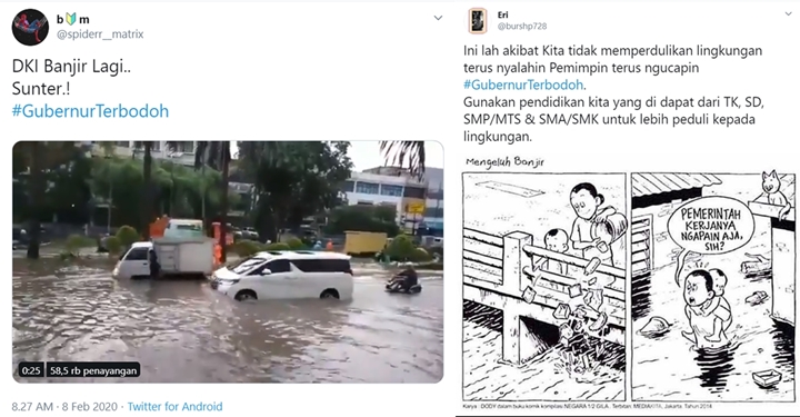 Tagar #GubernurTerbodoh Trending, Imbas Jakarta Banjir Lagi?