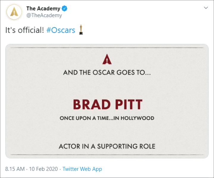 Brad Pitt Menang Oscar