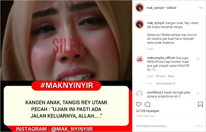 Rey Utami Nangis Kangen Anak