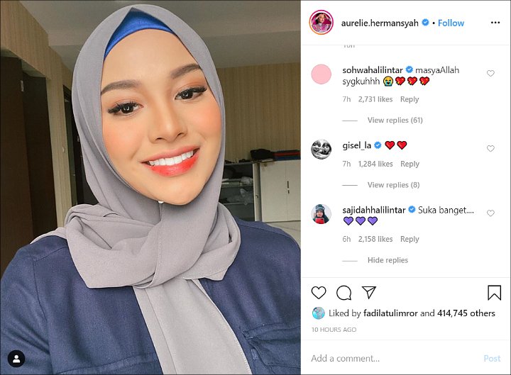Aurel Hermansyah Tampil Berhijab, Dua Adik Atta Halilintar Langsung Beri Pujian