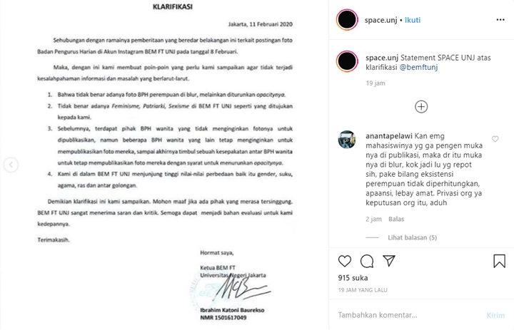 Heboh Foto Pengurus BEM Wanita Diburamkan, Tagar #BEMUNJPdkgKhilafah Jadi Trending-3