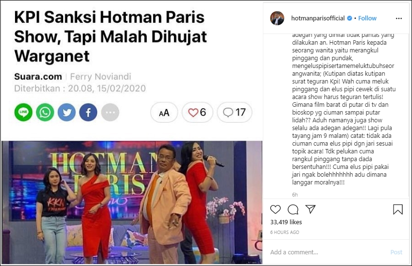 Acara Talk Show-nya Kena Tegur KPI, Hotman Paris Proteskan Hal Ini