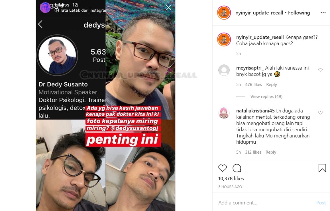 Suami Vanessa Angel Soroti Pose Dedy Susanto Selalu Memiringkan Kepala Tiap Kali Selfie