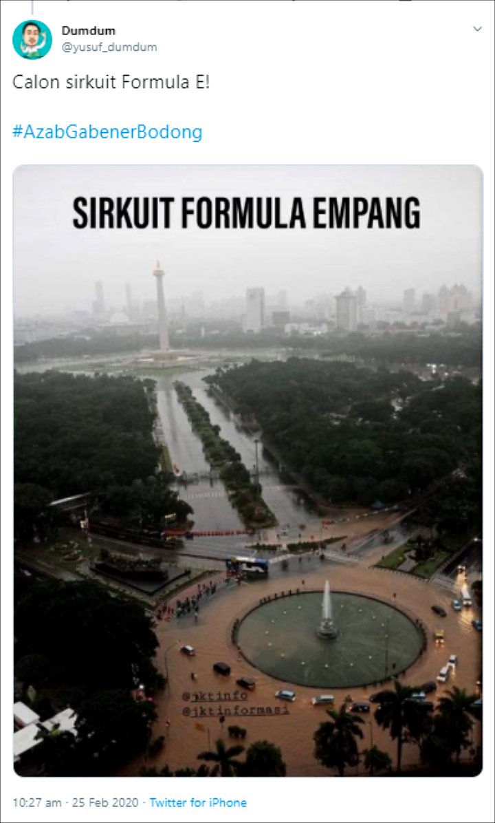 Rute Calon Sirkuit Formula E Terendam Banjir, Langsung Ramai Komentar Kocak