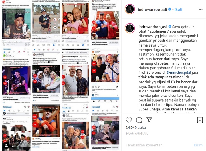 Indro Warkop Geram Foto Dicatut Untuk Iklan Obat Tak Jelas, Siap Usut Tuntas Pelaku