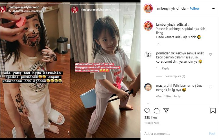 Sempat Panik, Nindy Akhirnya Berhasil Hilangkan Spidol Permanen di Wajah Sang Putri