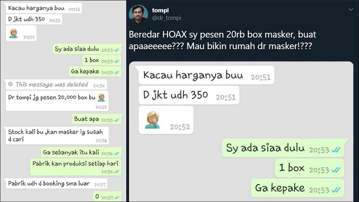 Wabah Corona Sambangi Indonesia, Tompi Borong 20 Ribu Kotak Masker?