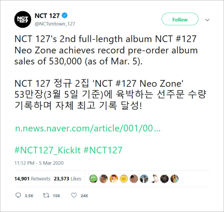 NCT 127 Pecahkan Rekor Sendiri Lewat Pre-Order Album \'Neo Zone\' yang Capai 500 Ribu