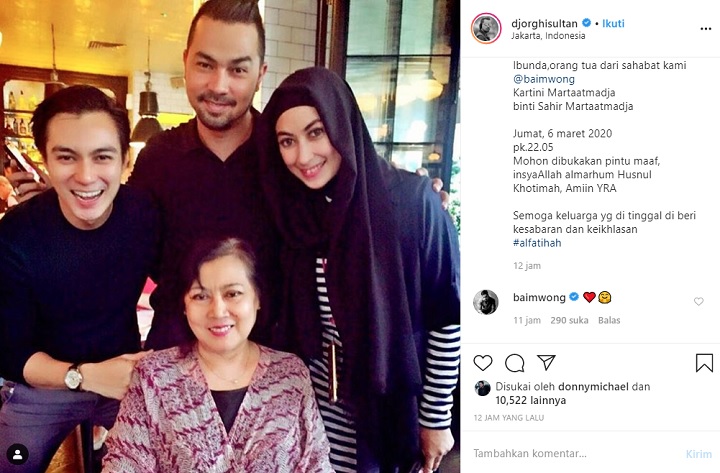 Ibunda Baim Wong Meninggal, Sultan Djorghi Ucap Belasungkawa dan Bergegas ke Rumah Duka